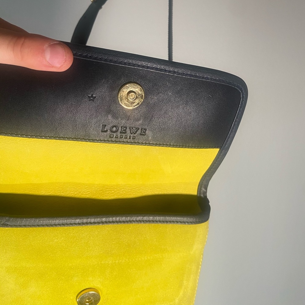 LOEWE Vintage Yellow/Blue Suede Flap Crossbody Bag